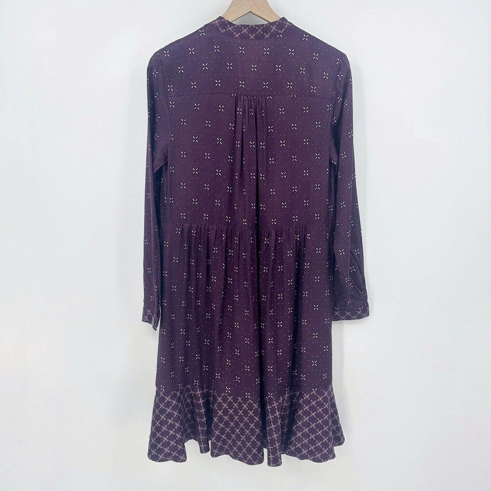 Maeve by Anthropologie Mini Dress S Gillian Abstract V Neck Long Sleeve Casual - Picture 3 of 10